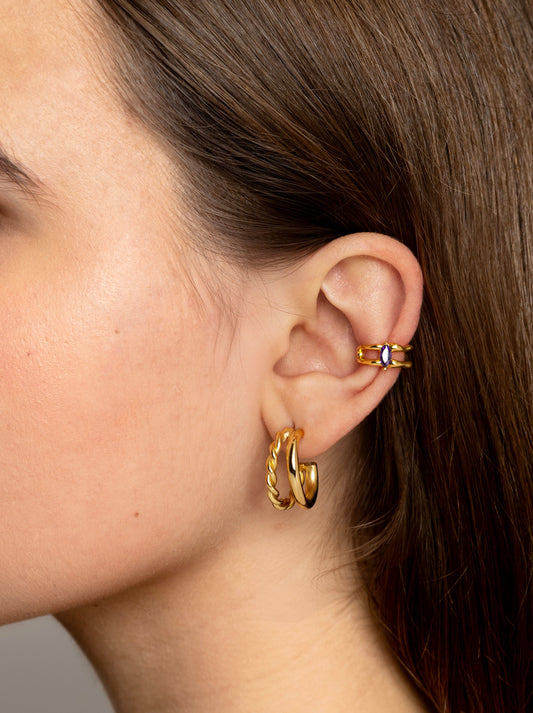 double gold hoop earrings