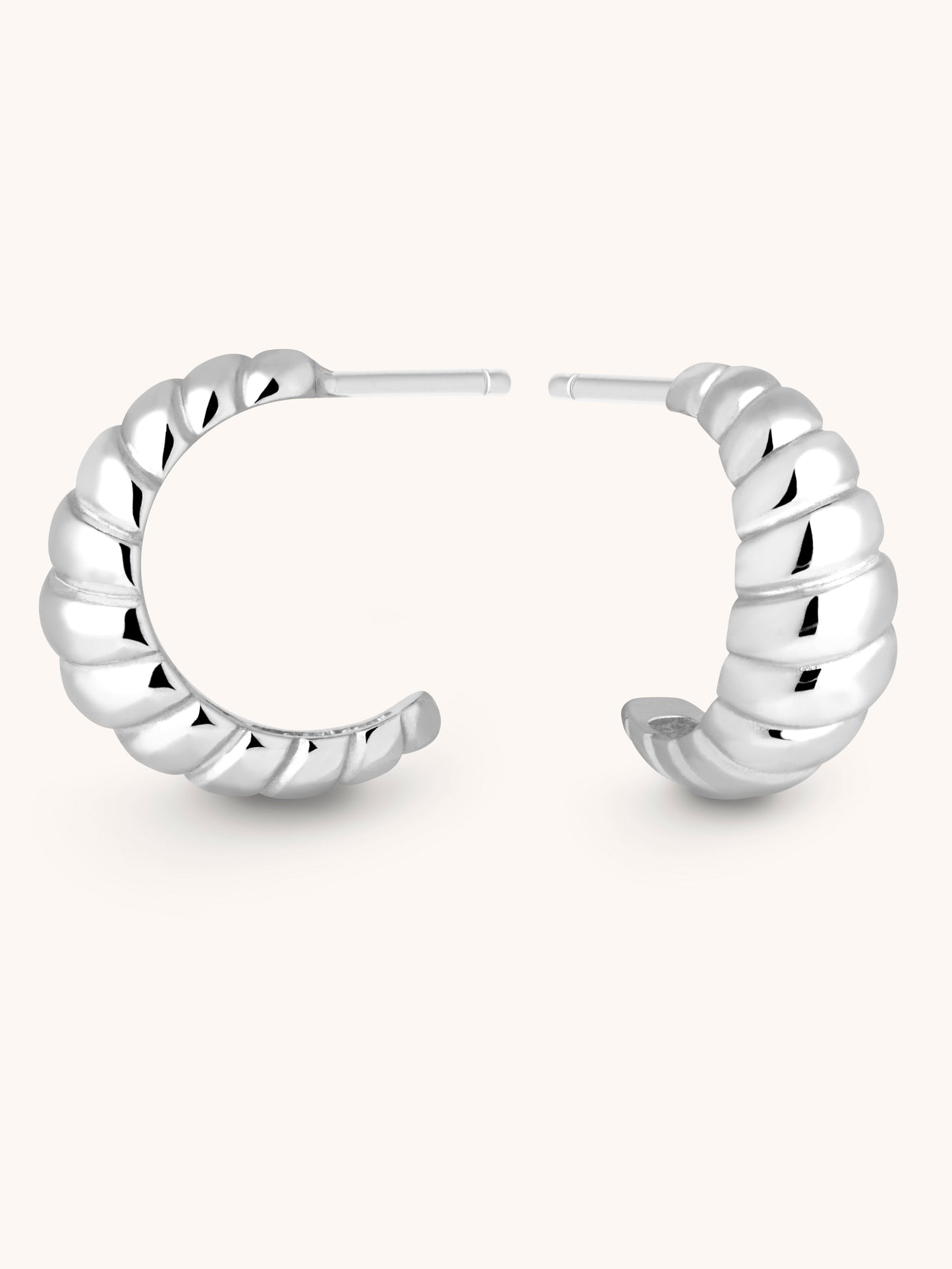 croissant silver hoop earrings