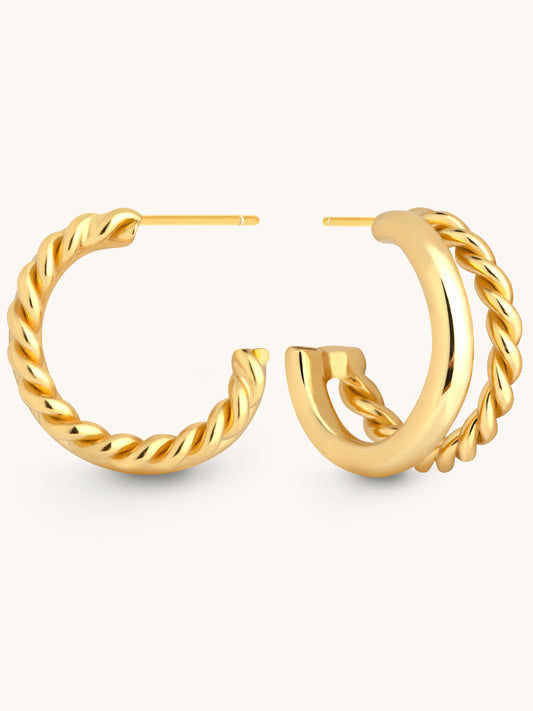 double gold hoop earrings