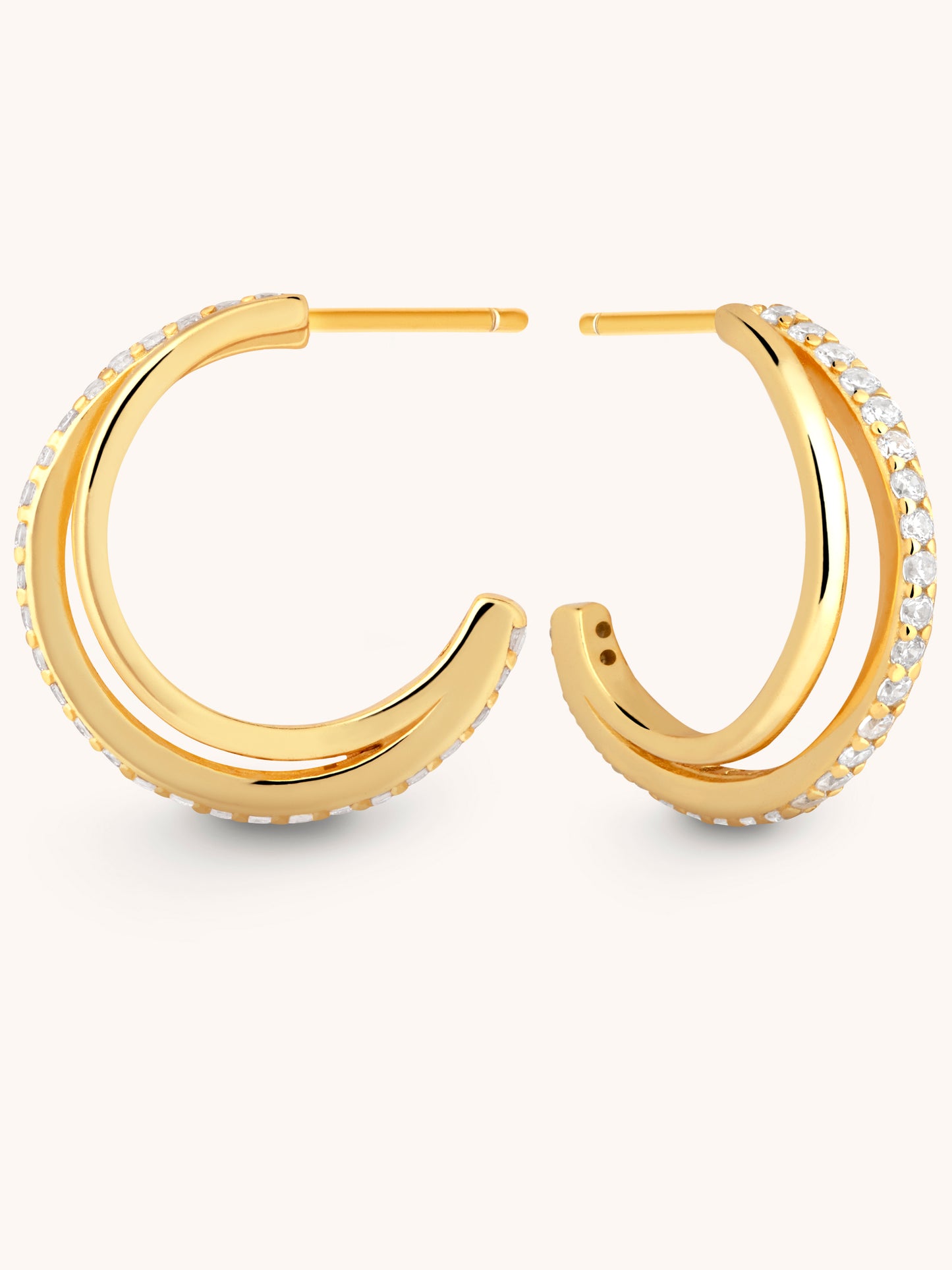 Pave Duo Hoop Earrings