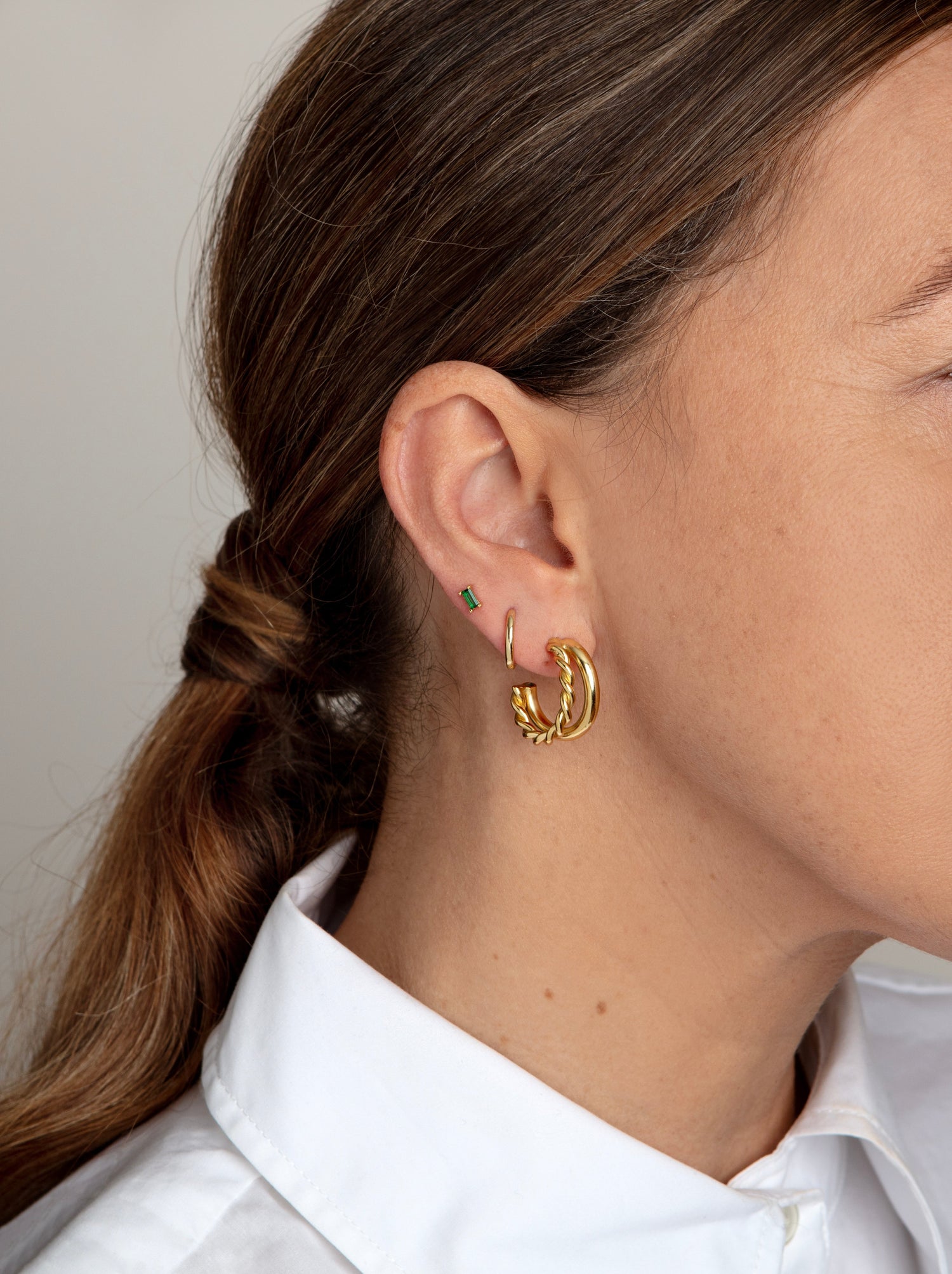 double gold hoop earrings