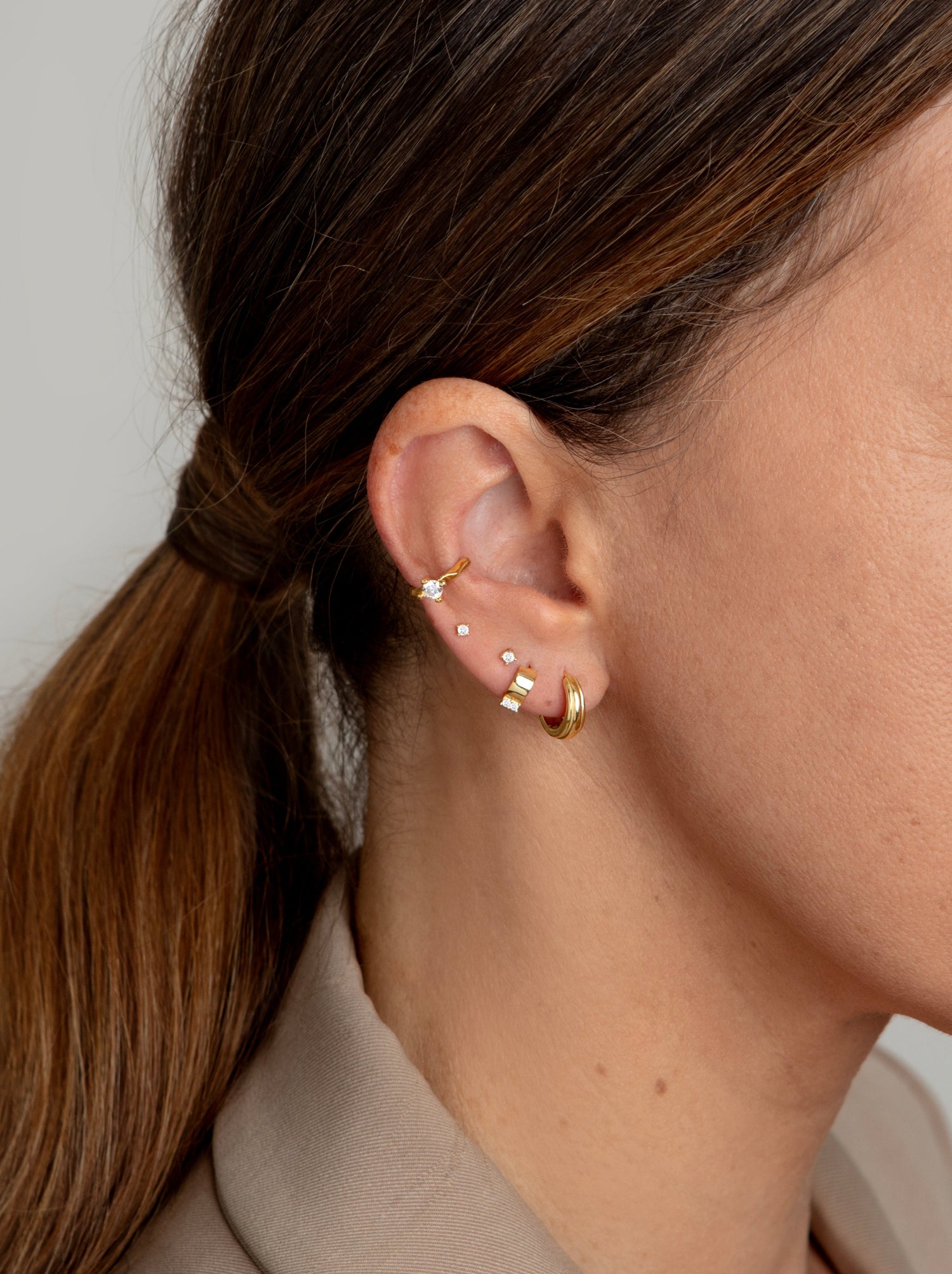 cubic zirconia gold ear cuff