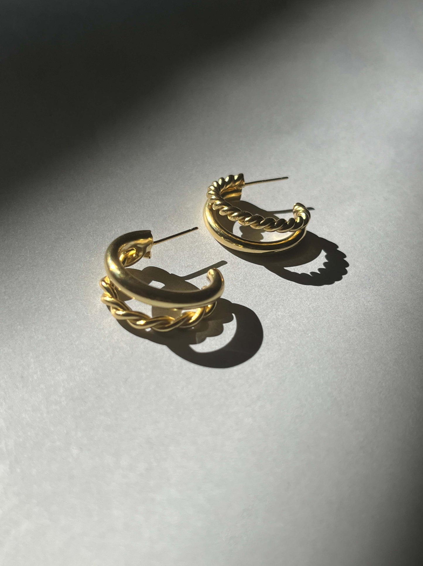 double gold hoop earrings