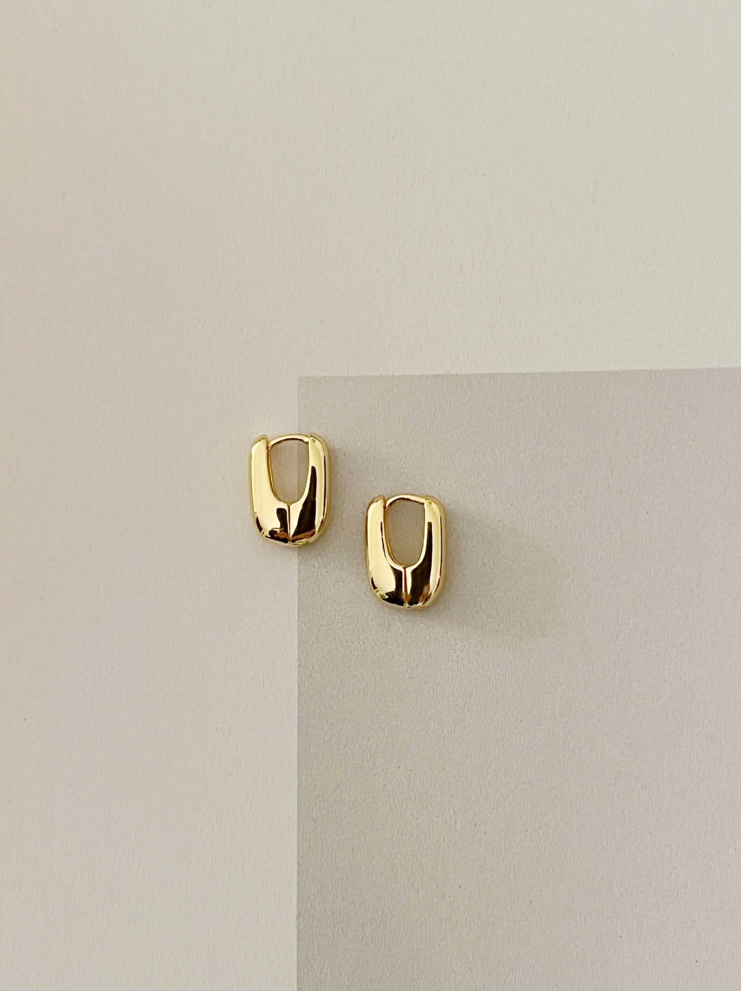 gold square huggie earrings