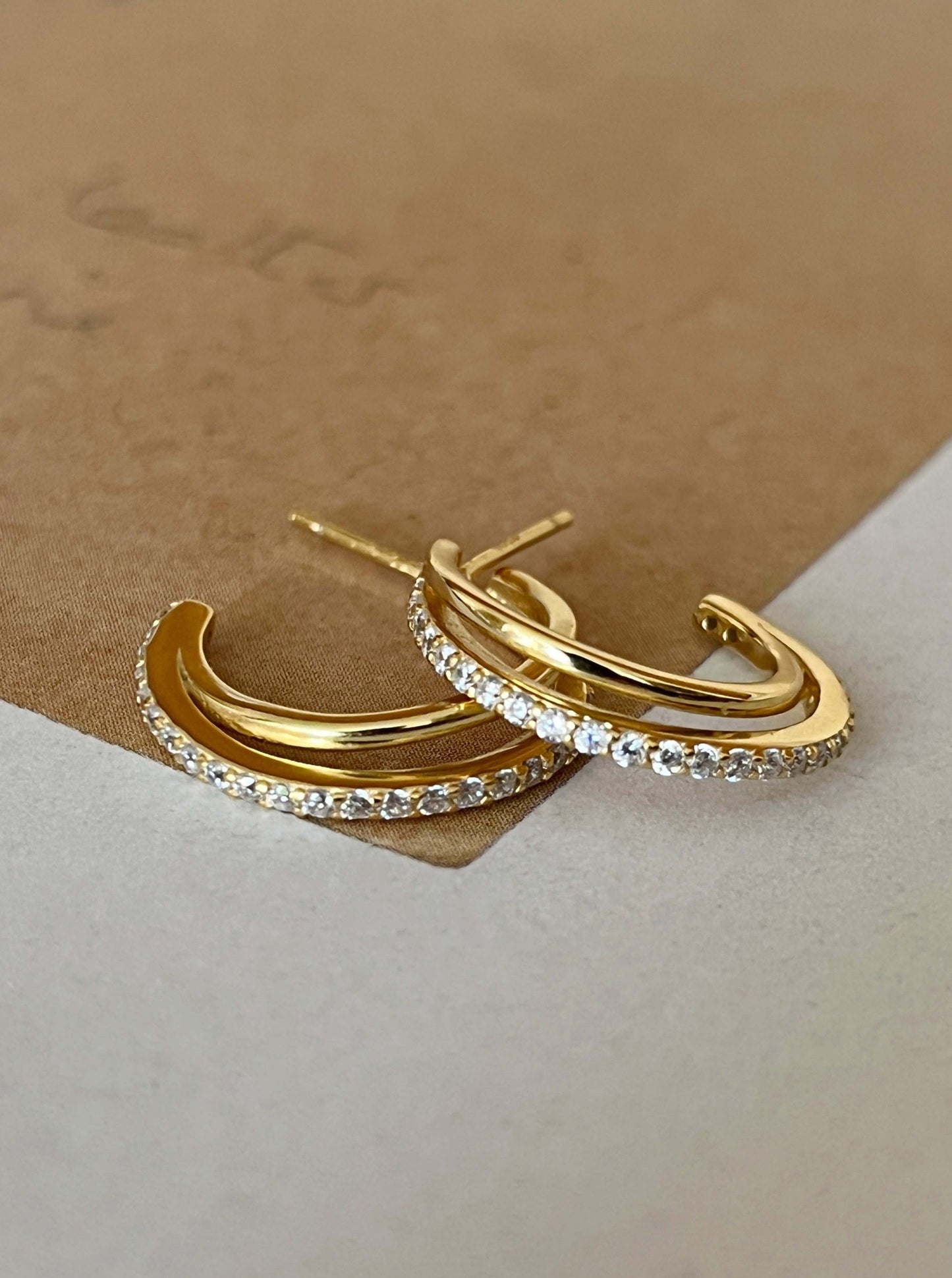 Pave Duo Hoop Earrings