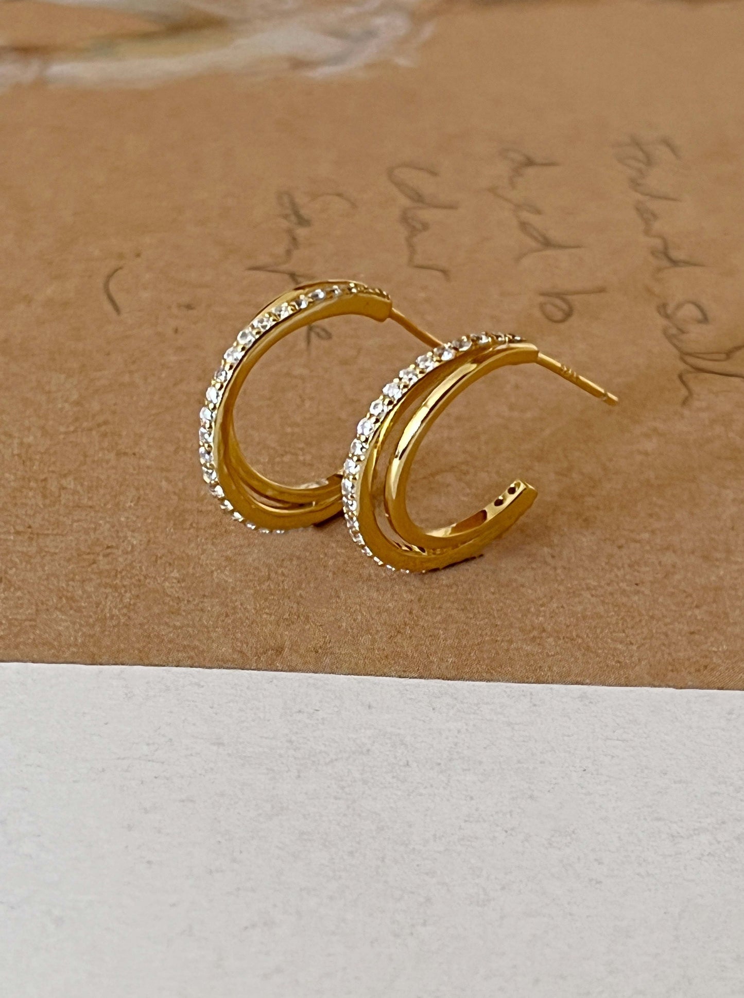 Pave Duo Hoop Earrings